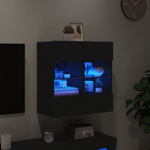 Έπιπλο Τοίχου Τηλεόρασης με LED Μαύρο 58,5x30x60,5 εκ. - Pakobazaar