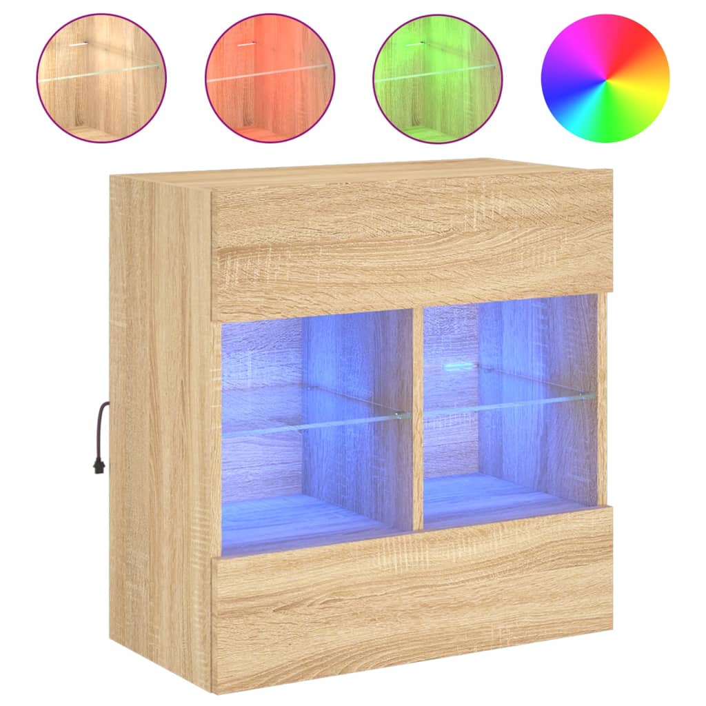 Έπιπλο Τοίχου Τηλεόρασης με LED Sonoma Δρυς 58,5x30x60,5 εκ. - Pakobazaar