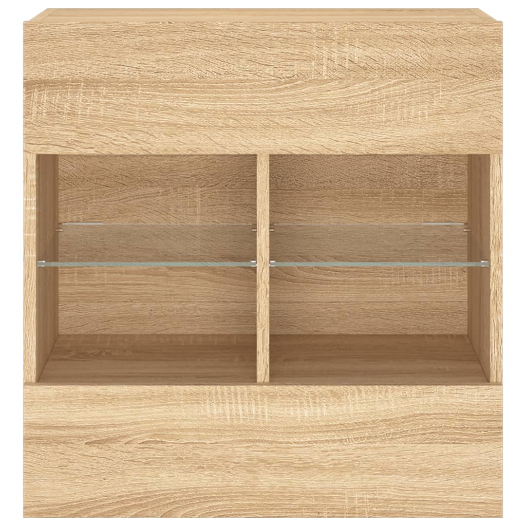 Έπιπλο Τοίχου Τηλεόρασης με LED Sonoma Δρυς 58,5x30x60,5 εκ. - Pakobazaar