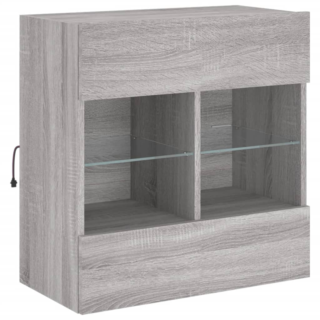 Έπιπλο Τοίχου Τηλεόρασης με LED Γκρι Sonoma 58,5x30x60,5 εκ. - Pakobazaar