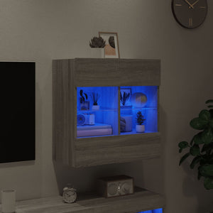 Έπιπλο Τοίχου Τηλεόρασης με LED Γκρι Sonoma 58,5x30x60,5 εκ. - Pakobazaar
