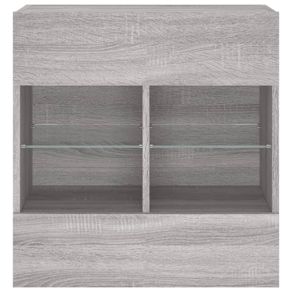 Έπιπλο Τοίχου Τηλεόρασης με LED Γκρι Sonoma 58,5x30x60,5 εκ. - Pakobazaar