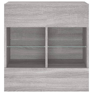 Έπιπλο Τοίχου Τηλεόρασης με LED Γκρι Sonoma 58,5x30x60,5 εκ. - Pakobazaar