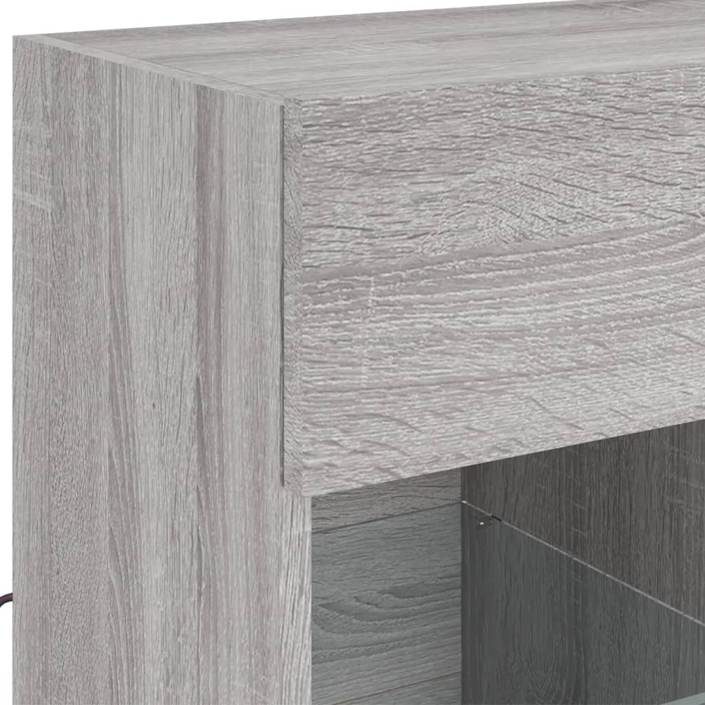 Έπιπλο Τοίχου Τηλεόρασης με LED Γκρι Sonoma 58,5x30x60,5 εκ. - Pakobazaar