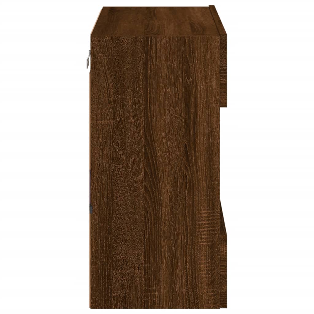 Έπιπλο Τοίχου Τηλεόρασης με LED Καφέ Δρυς 58,5x30x60,5 εκ. - Pakobazaar