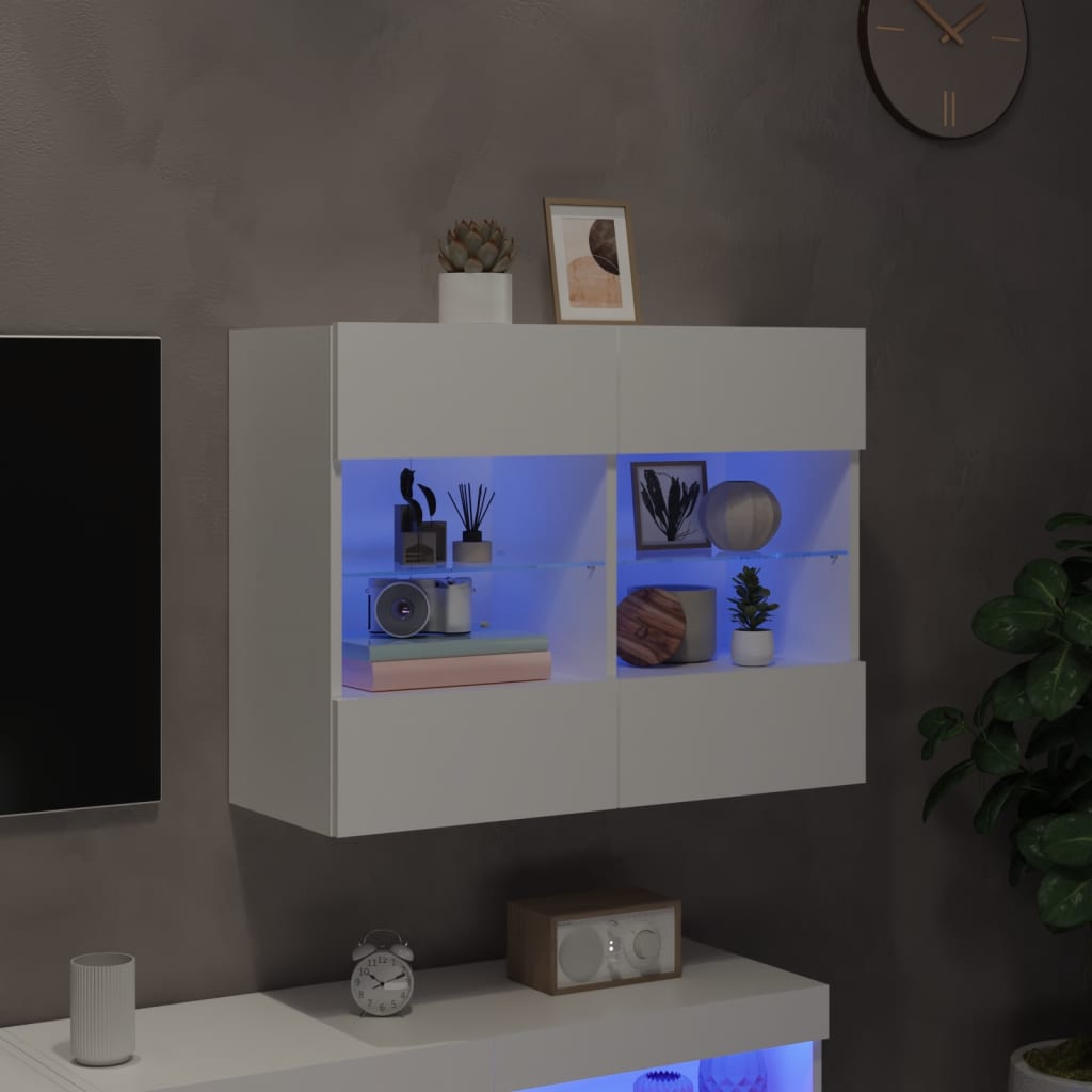 Έπιπλο Τοίχου Τηλεόρασης με LED Λευκό 78,5x30x60,5 εκ. - Pakobazaar