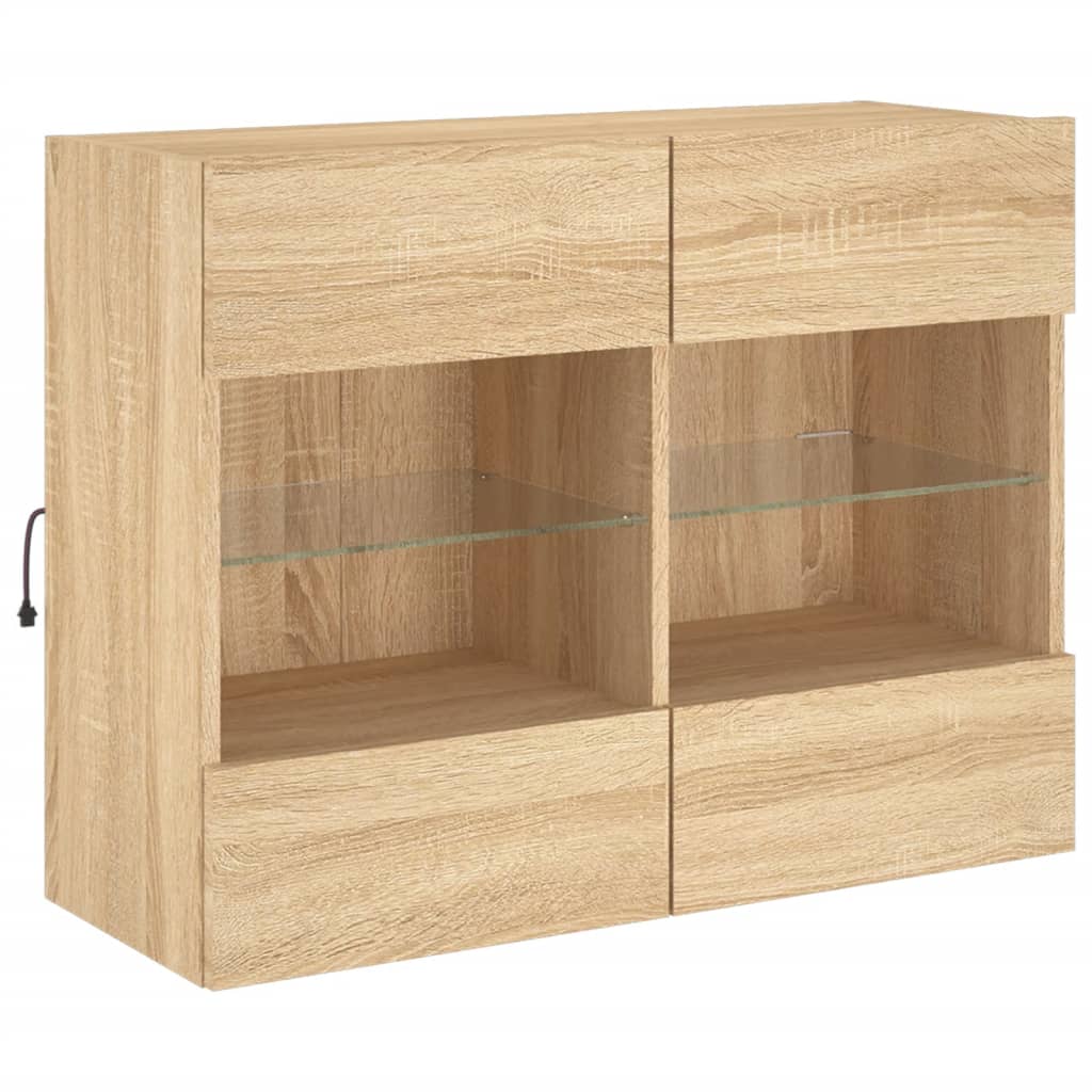 Έπιπλο Τοίχου Τηλεόρασης με LED Sonoma Δρυς 78,5x30x60,5 εκ. - Pakobazaar