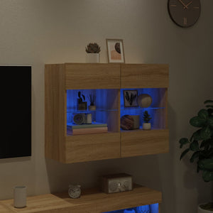 Έπιπλο Τοίχου Τηλεόρασης με LED Sonoma Δρυς 78,5x30x60,5 εκ. - Pakobazaar