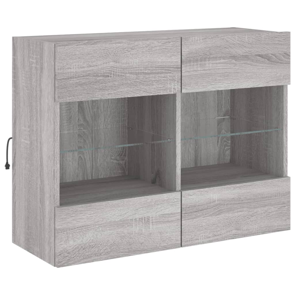 Έπιπλο Τοίχου Τηλεόρασης με LED Γκρι Sonoma 78,5x30x60,5 εκ. - Pakobazaar