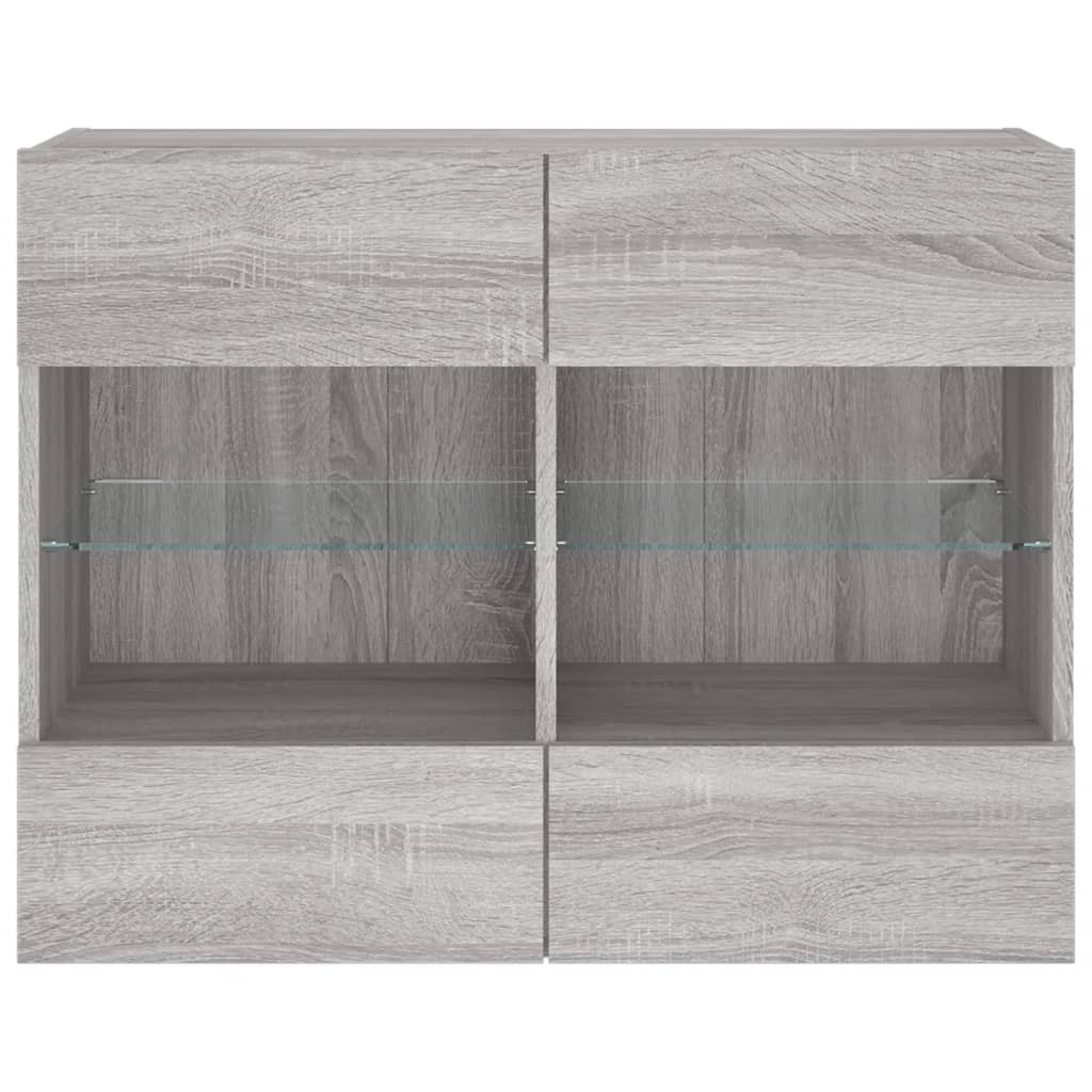 Έπιπλο Τοίχου Τηλεόρασης με LED Γκρι Sonoma 78,5x30x60,5 εκ. - Pakobazaar