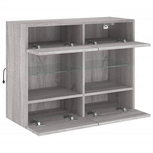 Έπιπλο Τοίχου Τηλεόρασης με LED Γκρι Sonoma 78,5x30x60,5 εκ. - Pakobazaar