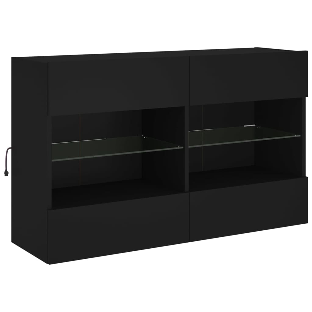 Έπιπλο Τοίχου Τηλεόρασης με LED Μαύρο 98,5x30x60,5 εκ.