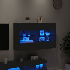 Έπιπλο Τοίχου Τηλεόρασης με LED Μαύρο 98,5x30x60,5 εκ.