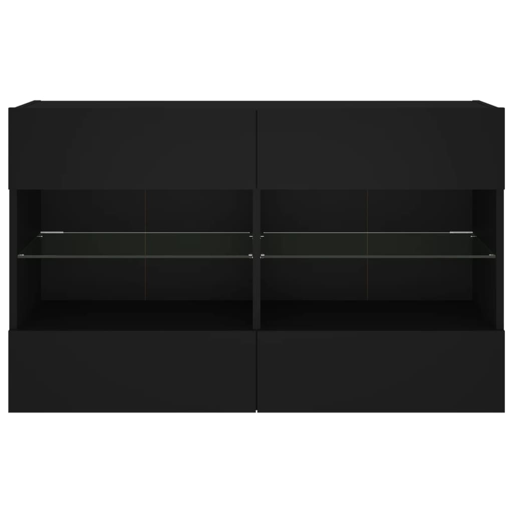 Έπιπλο Τοίχου Τηλεόρασης με LED Μαύρο 98,5x30x60,5 εκ.