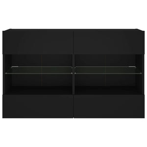 Έπιπλο Τοίχου Τηλεόρασης με LED Μαύρο 98,5x30x60,5 εκ.