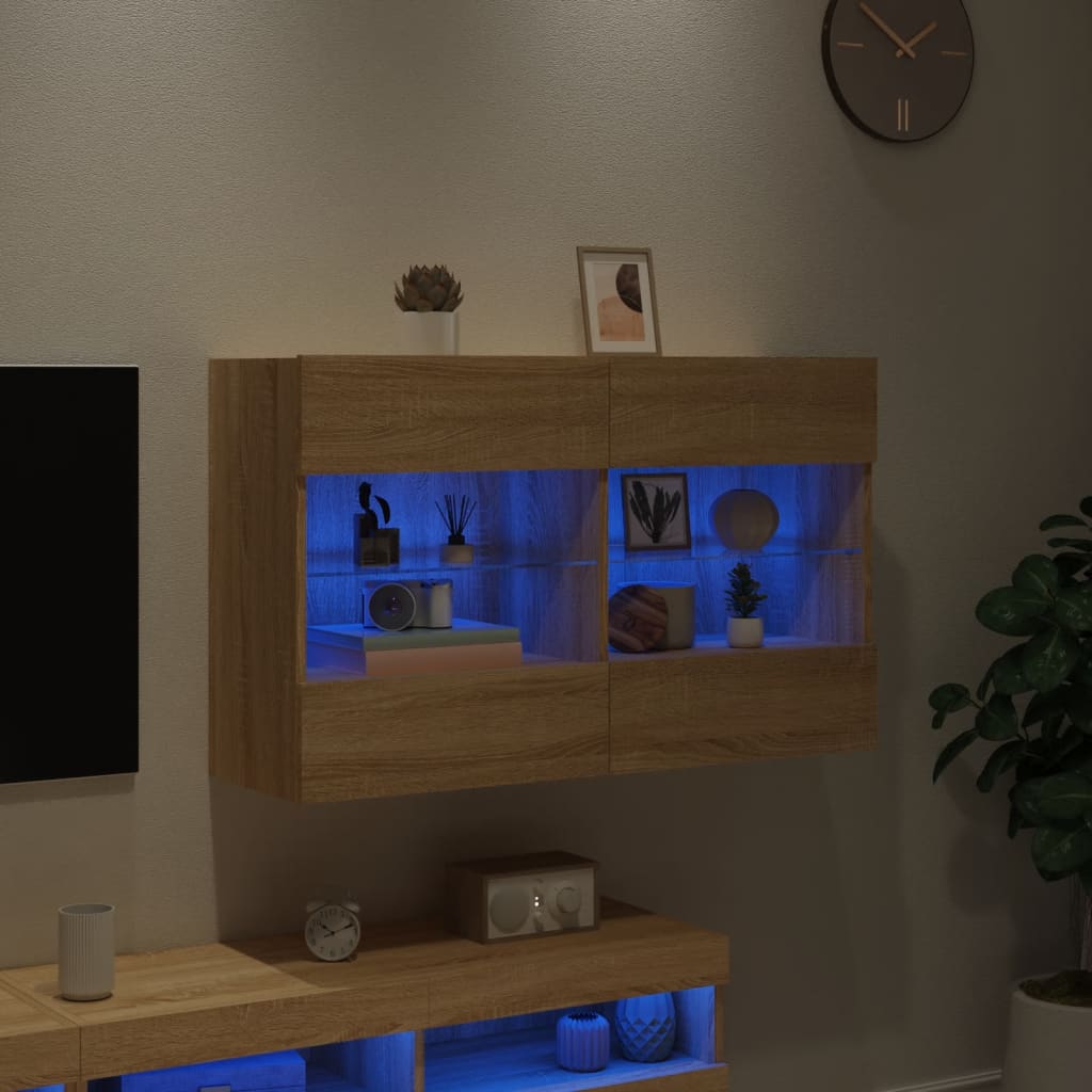 Έπιπλο Τοίχου Τηλεόρασης με LED Sonoma Δρυς 98,5x30x60,5 εκ. - Pakobazaar