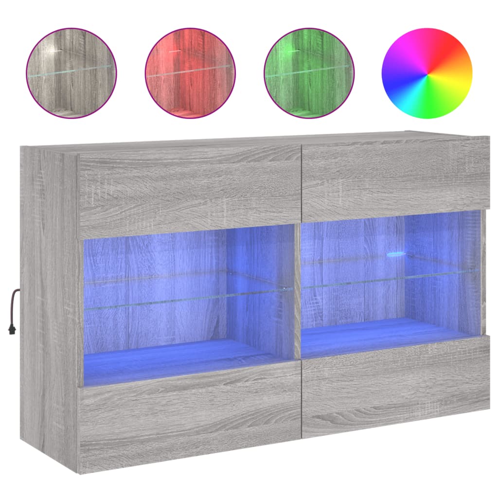 Έπιπλο Τοίχου Τηλεόρασης με LED Γκρι Sonoma 98,5x30x60,5 εκ. - Pakobazaar