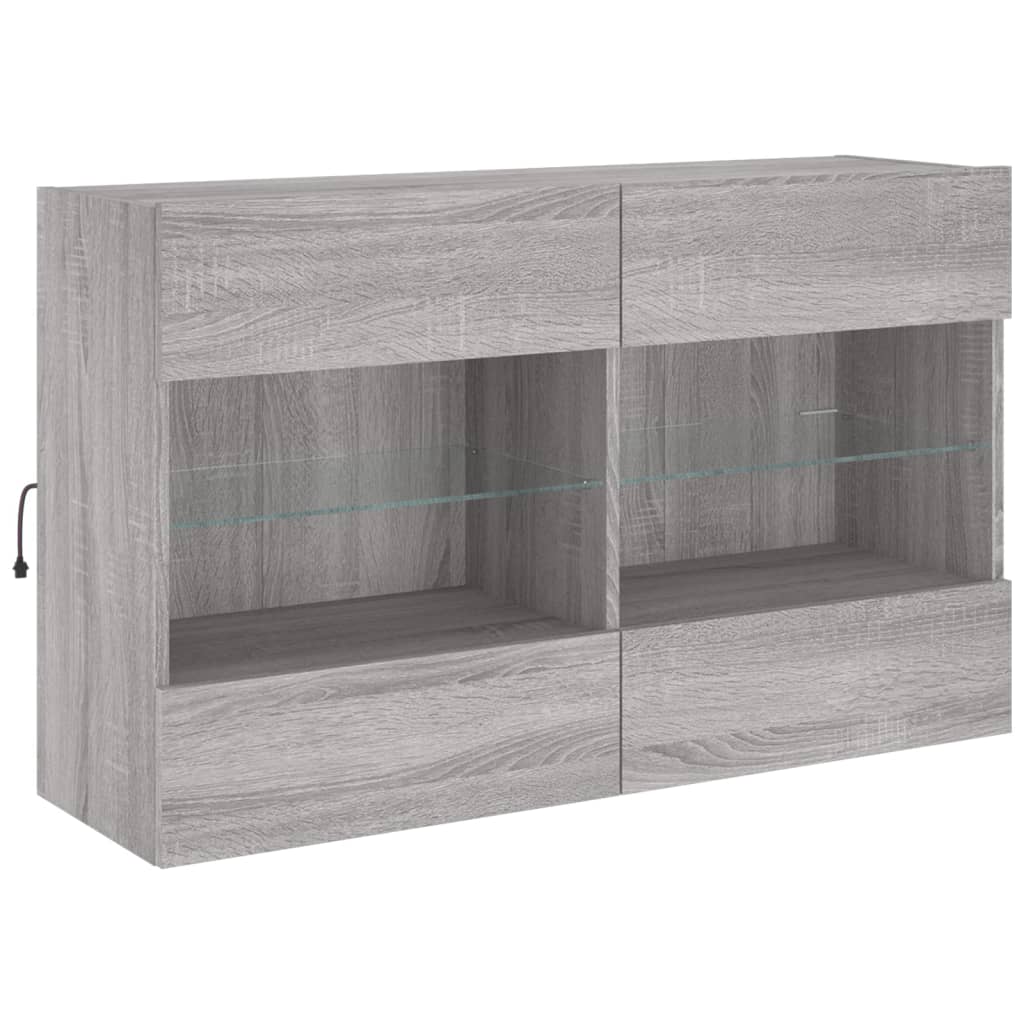 Έπιπλο Τοίχου Τηλεόρασης με LED Γκρι Sonoma 98,5x30x60,5 εκ. - Pakobazaar