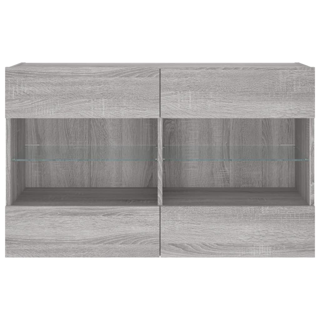 Έπιπλο Τοίχου Τηλεόρασης με LED Γκρι Sonoma 98,5x30x60,5 εκ. - Pakobazaar