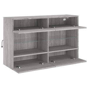 Έπιπλο Τοίχου Τηλεόρασης με LED Γκρι Sonoma 98,5x30x60,5 εκ. - Pakobazaar