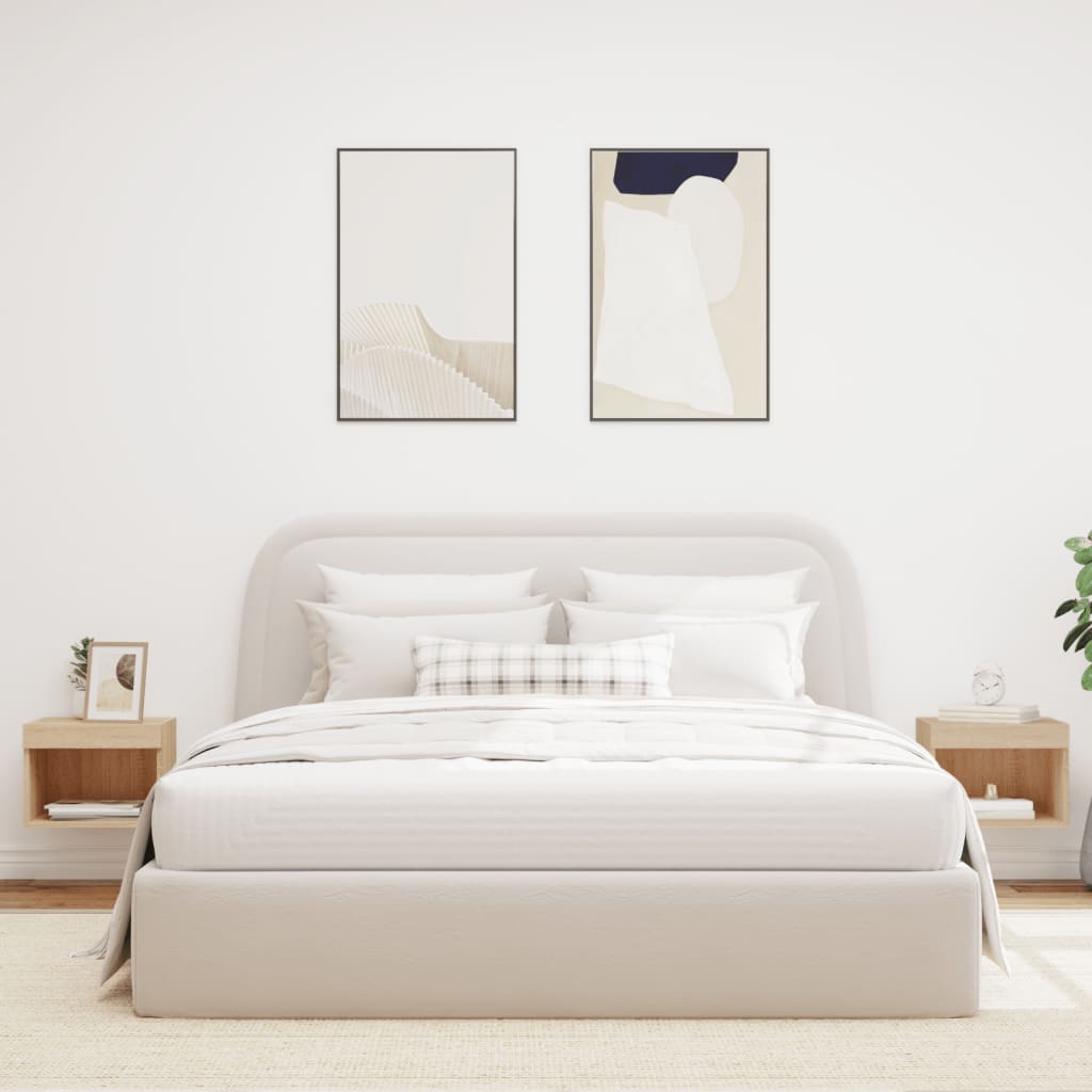 Κομοδίνα Επιτοίχια με Φώτα LED 2 Τεμ. Sonoma Δρυς - Pakobazaar