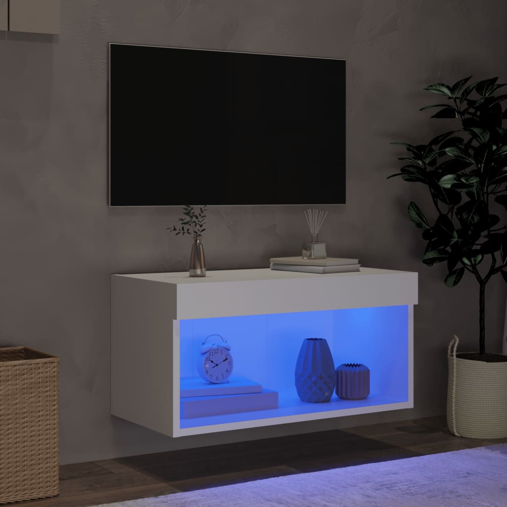 Έπιπλο Τηλεόρασης με LED Λευκό 60 x 30 x 30 εκ. - Pakobazaar