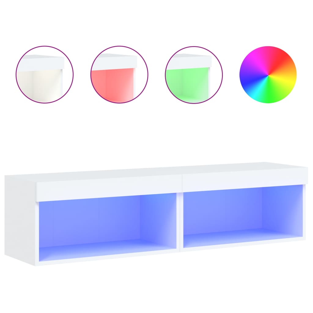 Έπιπλα Τηλεόρασης με LED 2 τεμ. Λευκά 60 x 30 x 30 εκ. - Pakobazaar