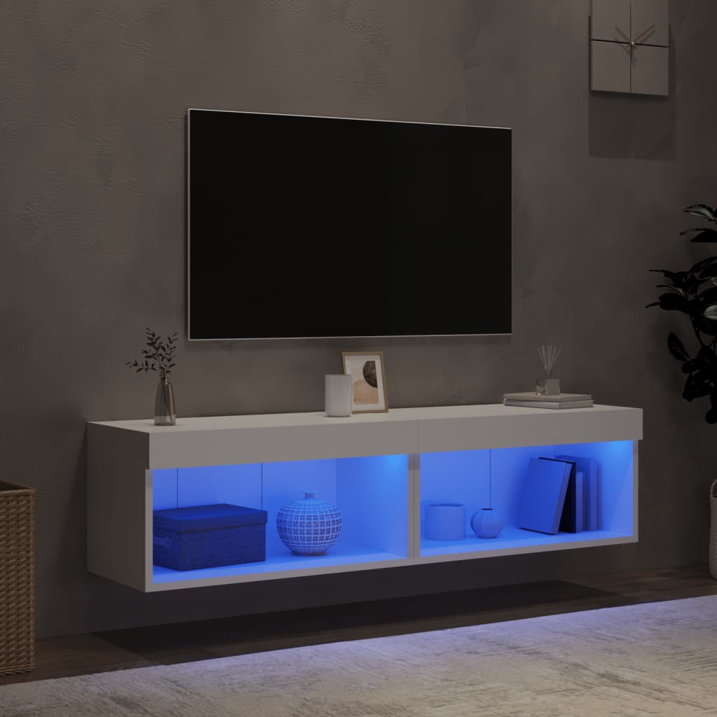 Έπιπλα Τηλεόρασης με LED 2 τεμ. Λευκά 60 x 30 x 30 εκ. - Pakobazaar