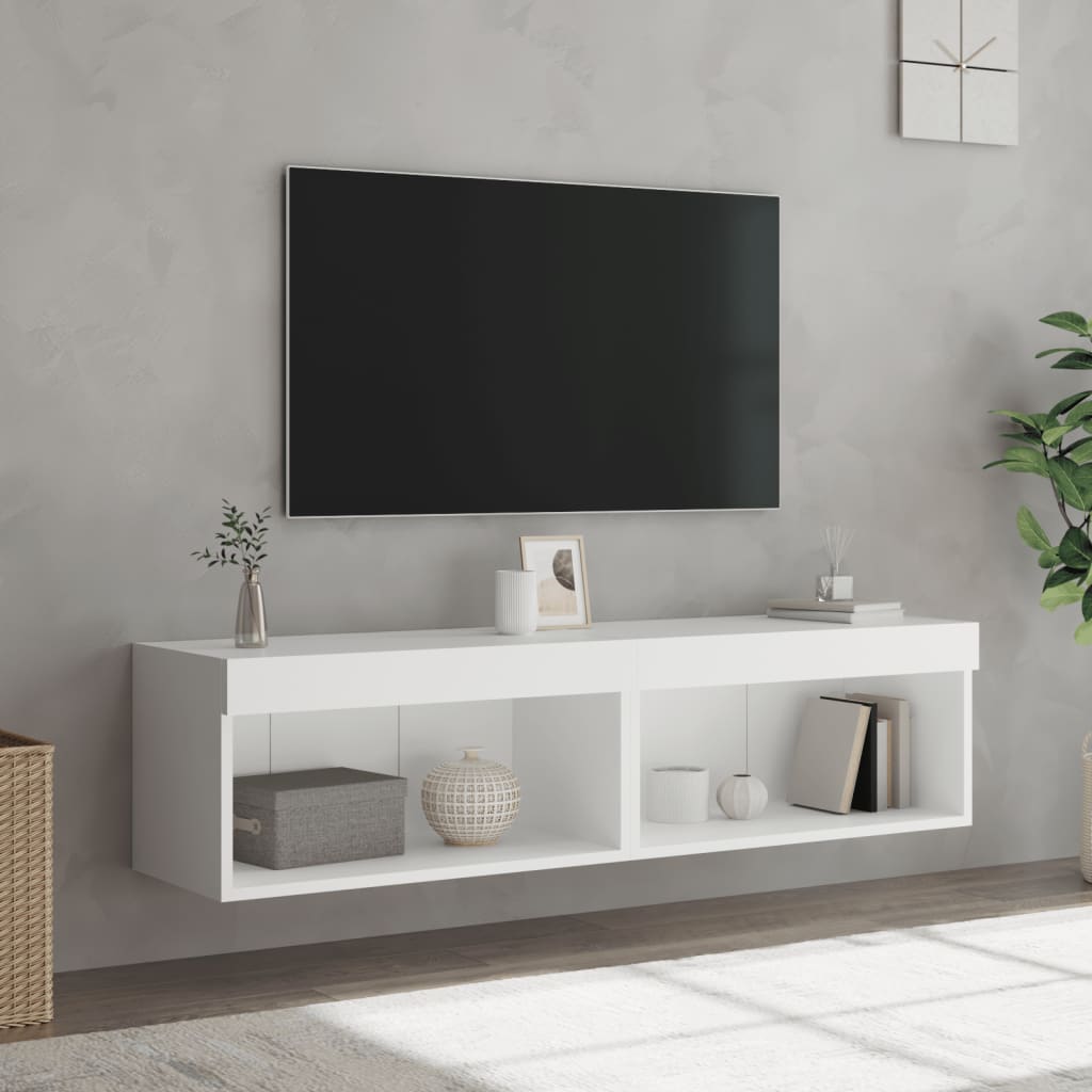 Έπιπλα Τηλεόρασης με LED 2 τεμ. Λευκά 60 x 30 x 30 εκ. - Pakobazaar