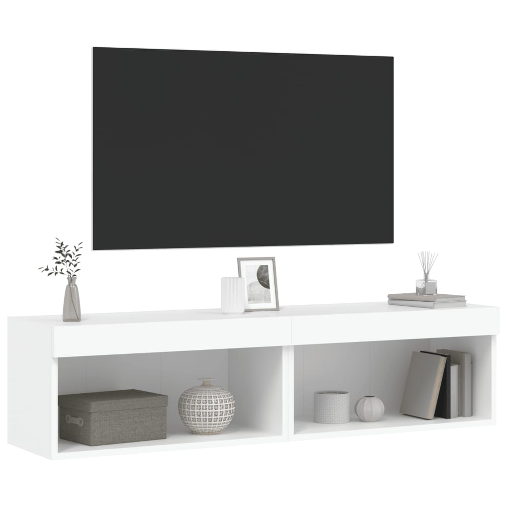 Έπιπλα Τηλεόρασης με LED 2 τεμ. Λευκά 60 x 30 x 30 εκ. - Pakobazaar