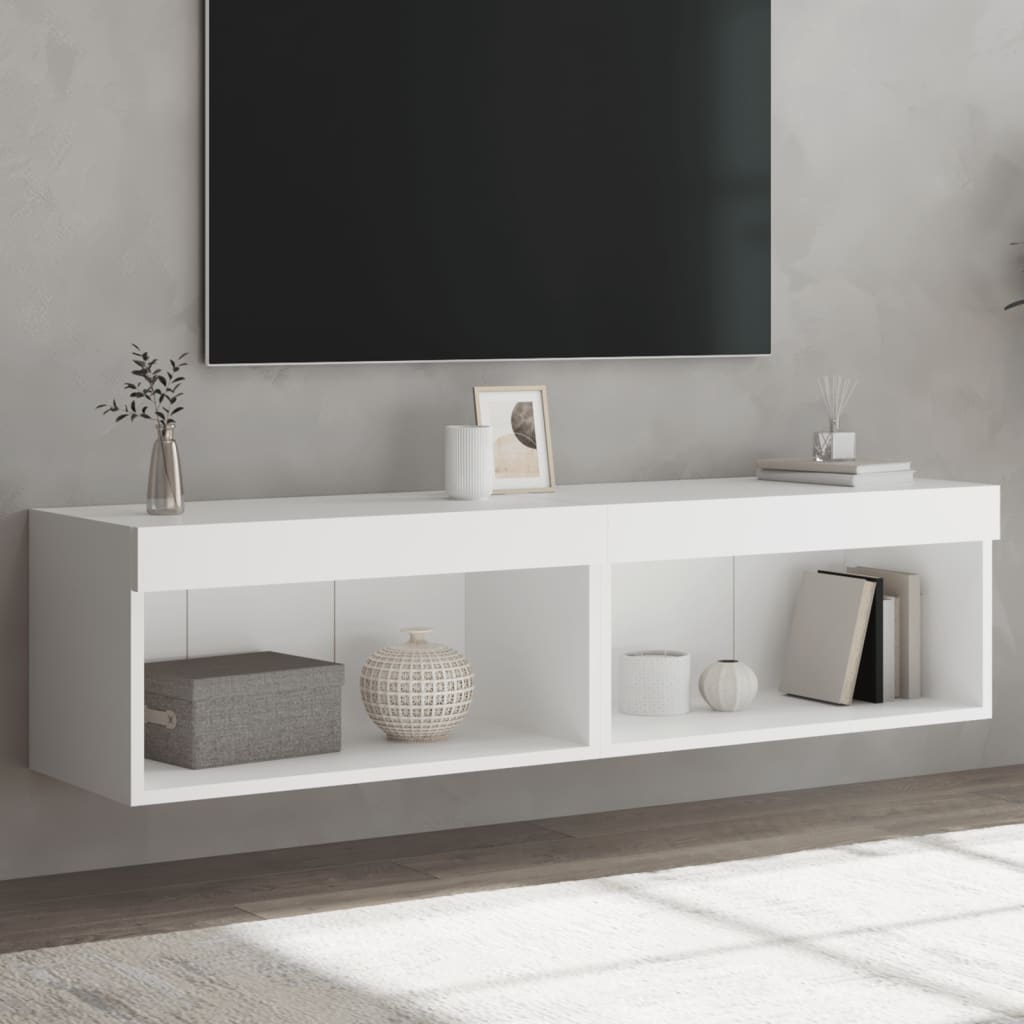 Έπιπλα Τηλεόρασης με LED 2 τεμ. Λευκά 60 x 30 x 30 εκ. - Pakobazaar