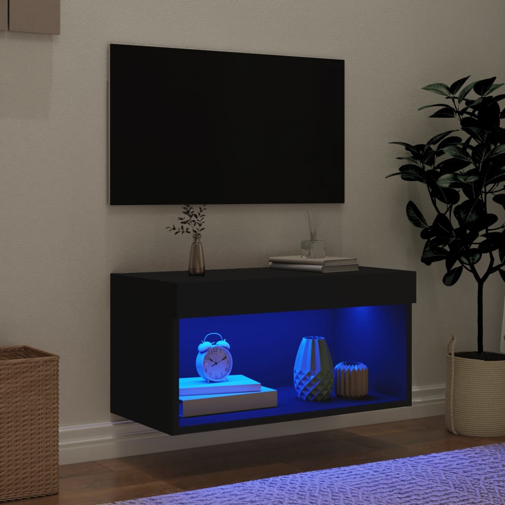 Έπιπλο Τηλεόρασης με LED Μαύρο 60x30x30 εκ.