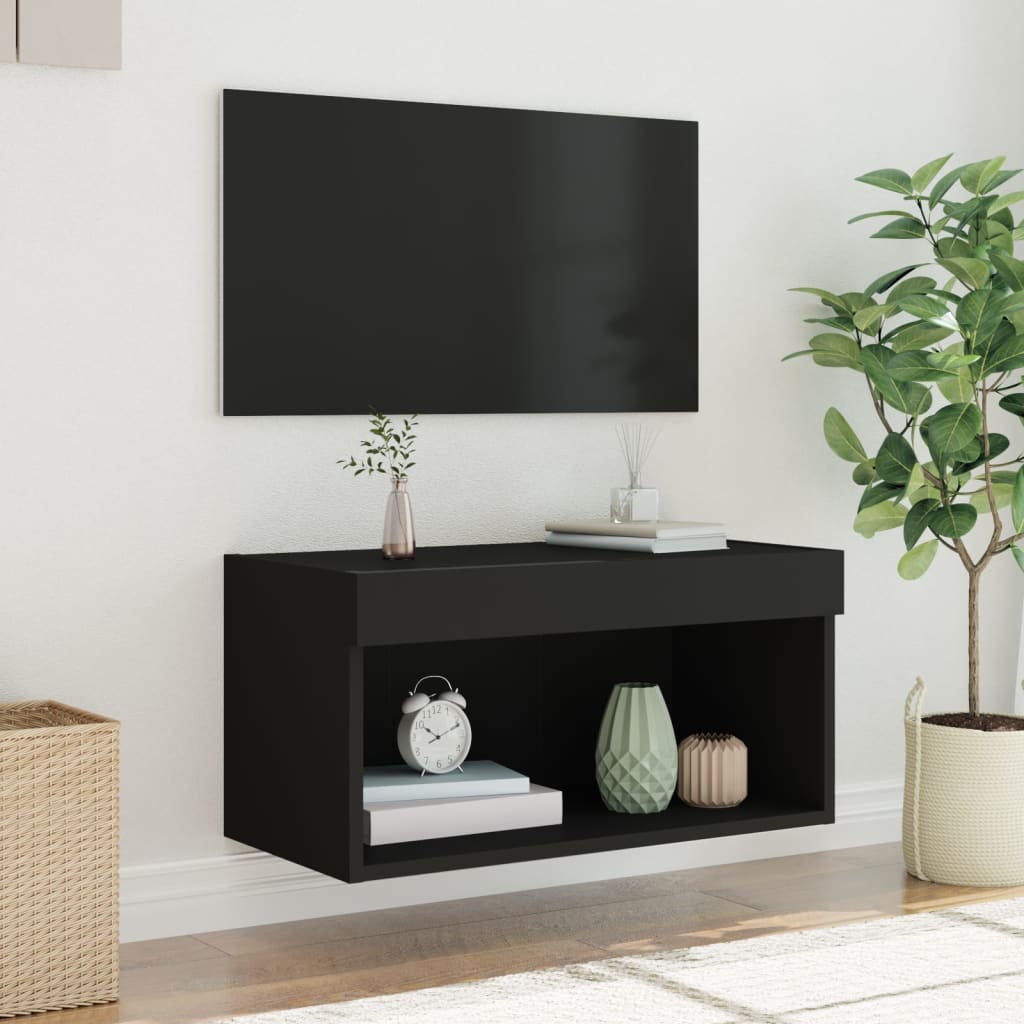 Έπιπλο Τηλεόρασης με LED Μαύρο 60x30x30 εκ.