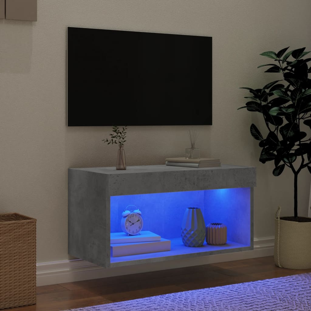 Έπιπλο Τηλεόρασης με LED Γκρι Σκυροδέματος 60x30x30 εκ. - Pakobazaar