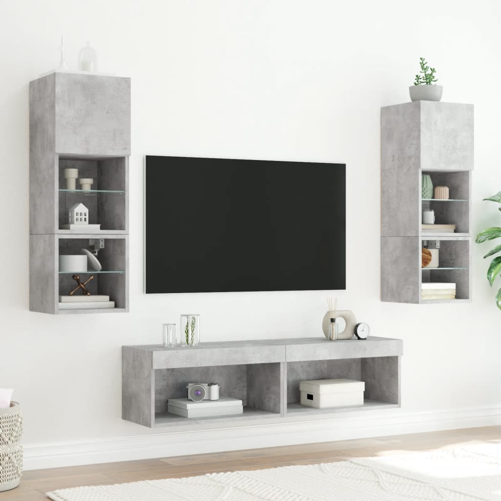 Έπιπλο Τηλεόρασης με LED Γκρι Σκυροδέματος 60x30x30 εκ. - Pakobazaar