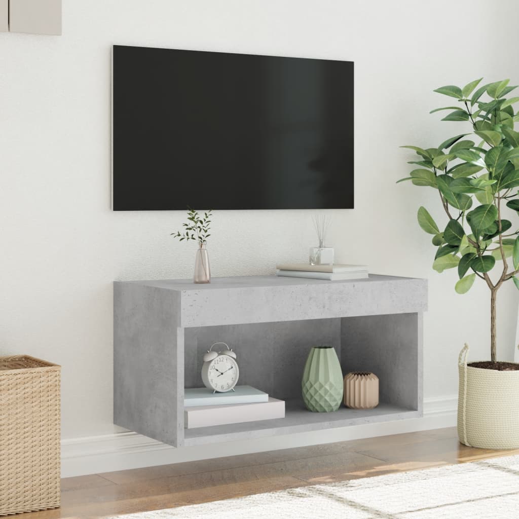 Έπιπλο Τηλεόρασης με LED Γκρι Σκυροδέματος 60x30x30 εκ. - Pakobazaar