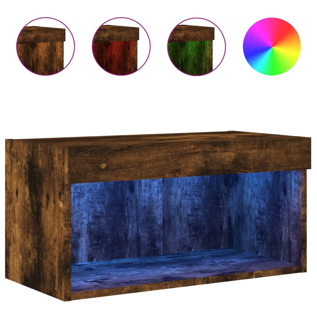 Έπιπλο Τηλεόρασης με LED Καπνιστή Δρυς 60x30x30 εκ. - Pakobazaar