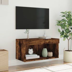 Έπιπλο Τηλεόρασης με LED Καπνιστή Δρυς 60x30x30 εκ. - Pakobazaar