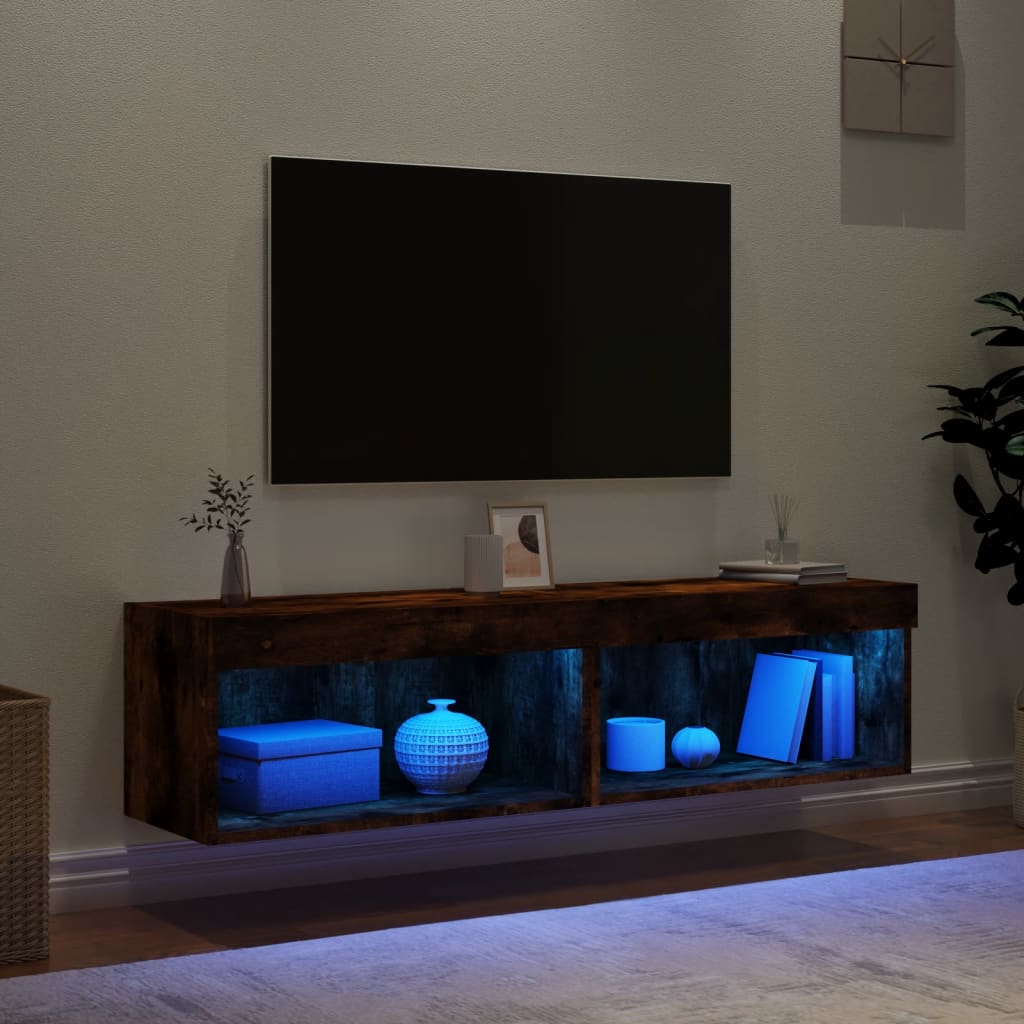 Έπιπλα Τηλεόρασης με LED 2 τεμ. Καπνιστή Δρυς 60x30x30 εκ. - Pakobazaar