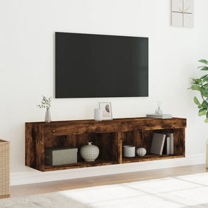 Έπιπλα Τηλεόρασης με LED 2 τεμ. Καπνιστή Δρυς 60x30x30 εκ. - Pakobazaar