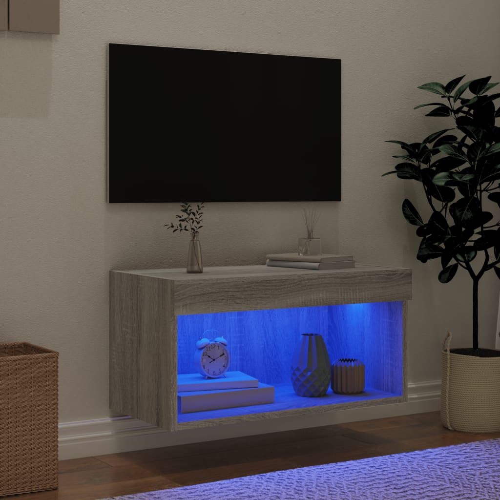 Έπιπλο Τηλεόρασης με LED Γκρι Sonoma 60x30x30 εκ. - Pakobazaar