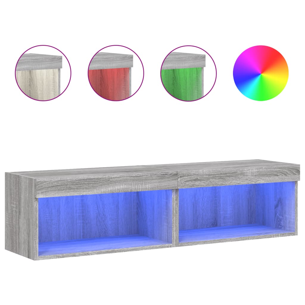 Έπιπλα Τηλεόρασης με LED 2 τεμ. Γκρι Sonoma 60 x 30 x 30 εκ. - Pakobazaar
