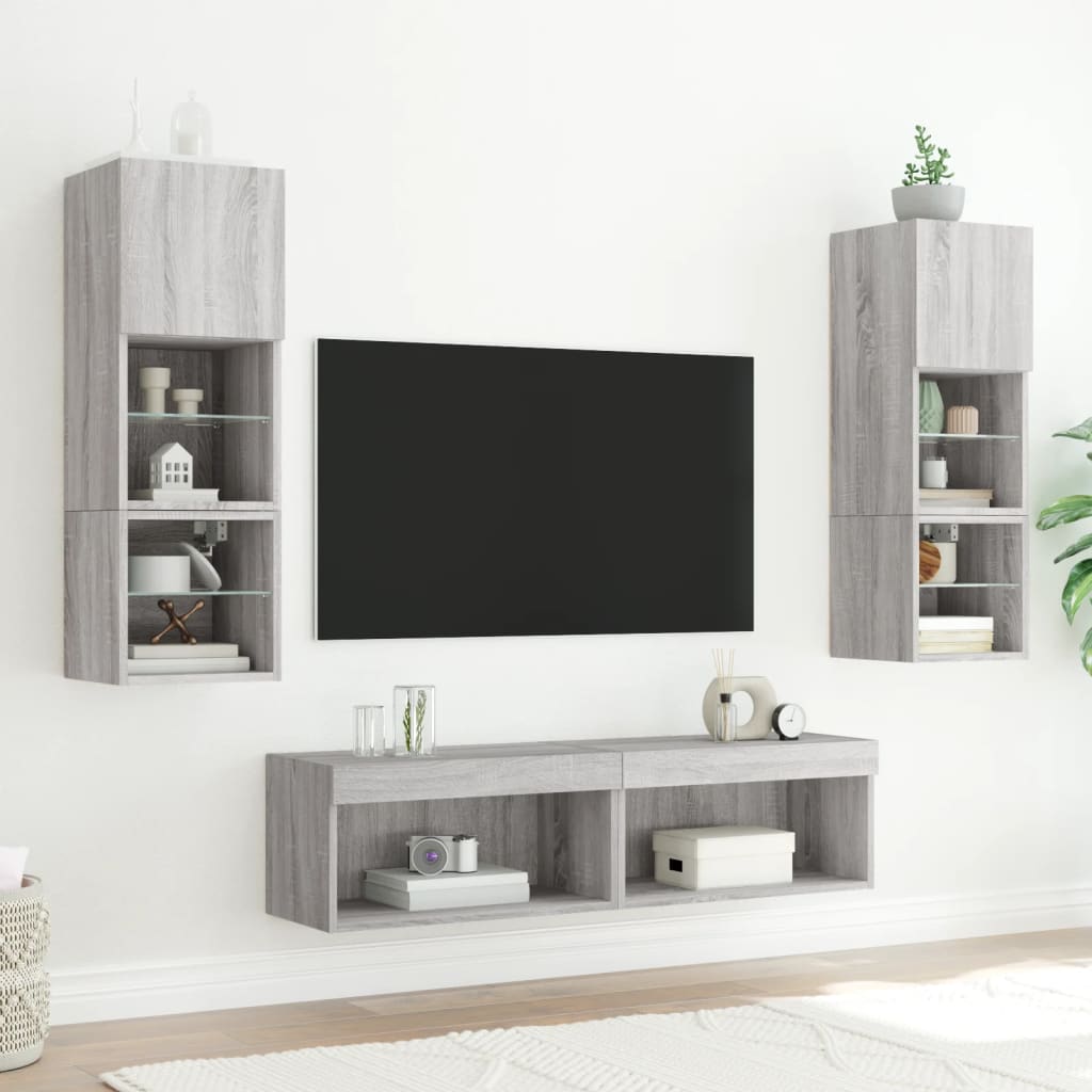 Έπιπλα Τηλεόρασης με LED 2 τεμ. Γκρι Sonoma 60 x 30 x 30 εκ. - Pakobazaar