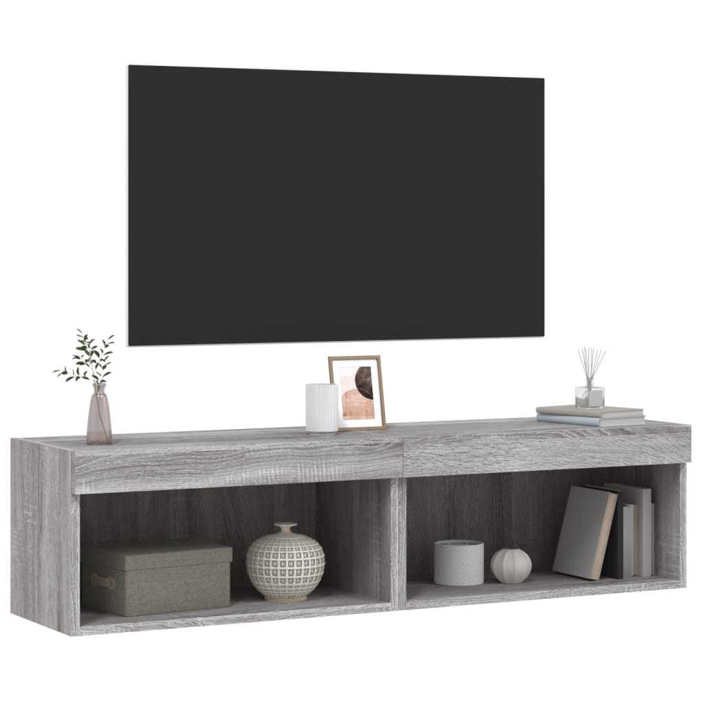 Έπιπλα Τηλεόρασης με LED 2 τεμ. Γκρι Sonoma 60 x 30 x 30 εκ. - Pakobazaar