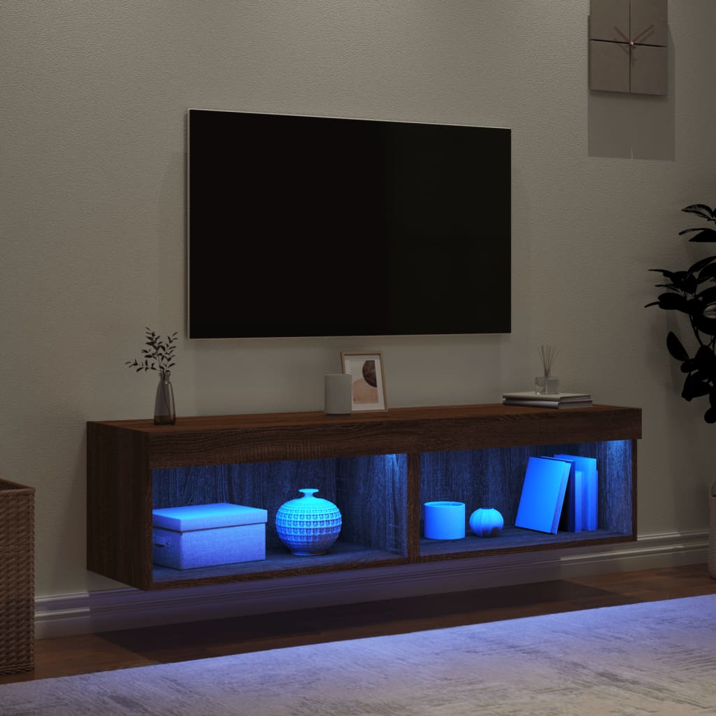 Έπιπλα Τηλεόρασης με LED 2 τεμ. Καφέ Δρυς 60 x 30 x 30 εκ.