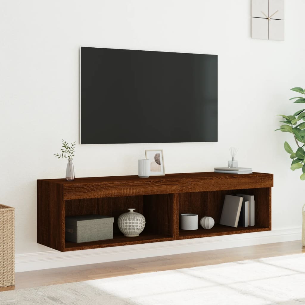 Έπιπλα Τηλεόρασης με LED 2 τεμ. Καφέ Δρυς 60 x 30 x 30 εκ.