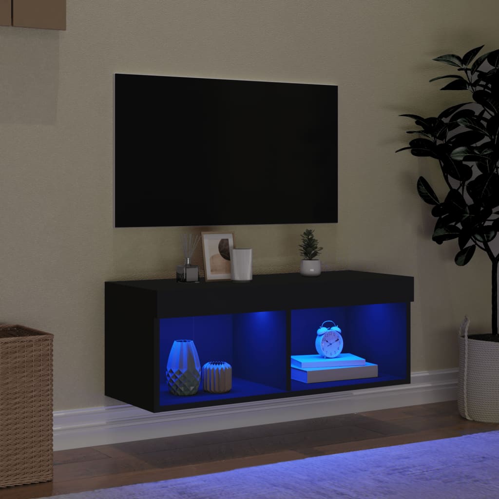 Έπιπλο Τηλεόρασης με LED Μαύρο 80 x 30 x 30 εκ. - Pakobazaar