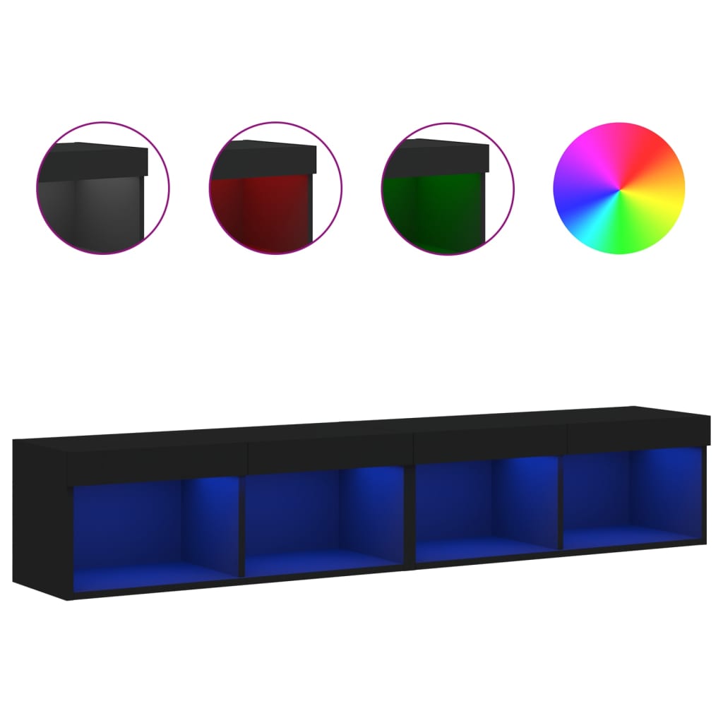 Έπιπλα Τηλεόρασης με LED 2 τεμ. Μαύρα 80 x 30 x 30 εκ. - Pakobazaar
