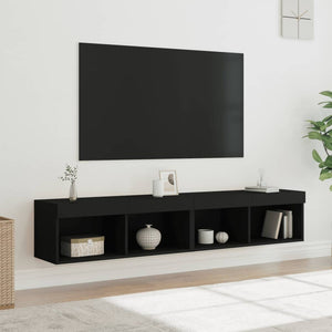 Έπιπλα Τηλεόρασης με LED 2 τεμ. Μαύρα 80 x 30 x 30 εκ. - Pakobazaar
