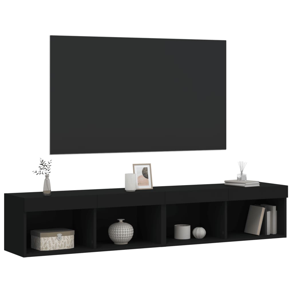 Έπιπλα Τηλεόρασης με LED 2 τεμ. Μαύρα 80 x 30 x 30 εκ. - Pakobazaar